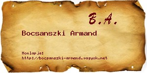 Bocsanszki Armand névjegykártya